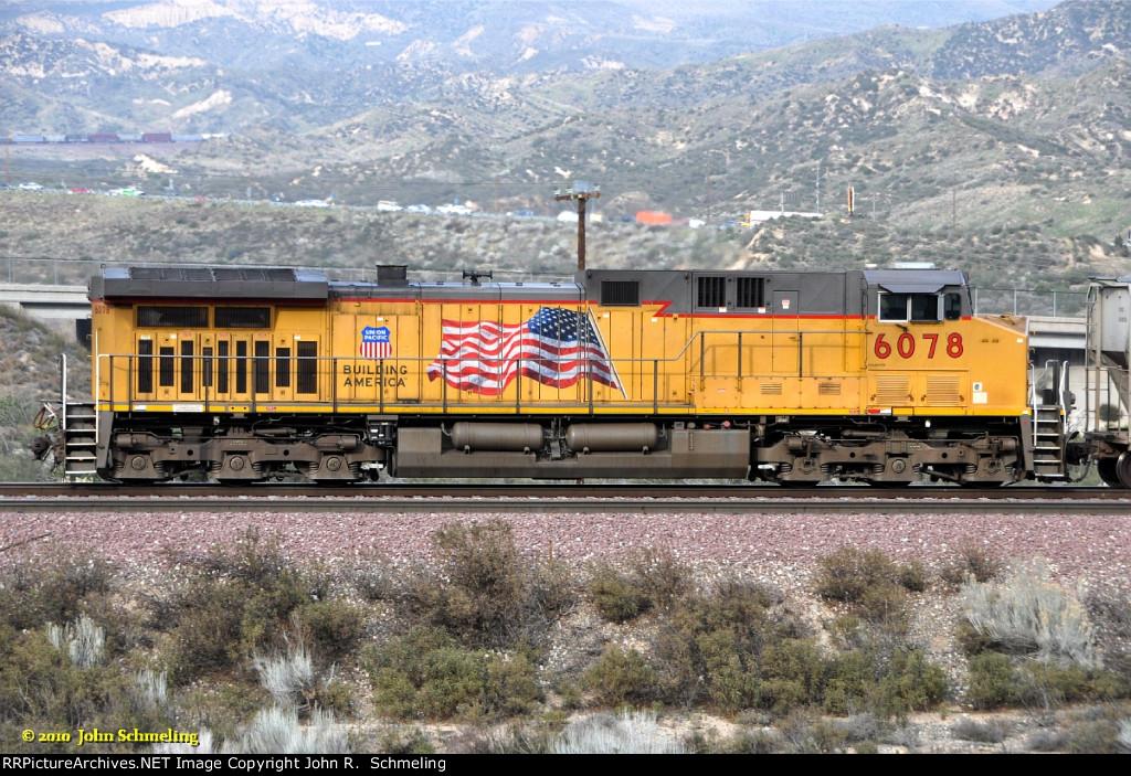 UP 6078 (AC4400CW) rear DPU at Alray-Cajon Pass CA. 2/17/2010